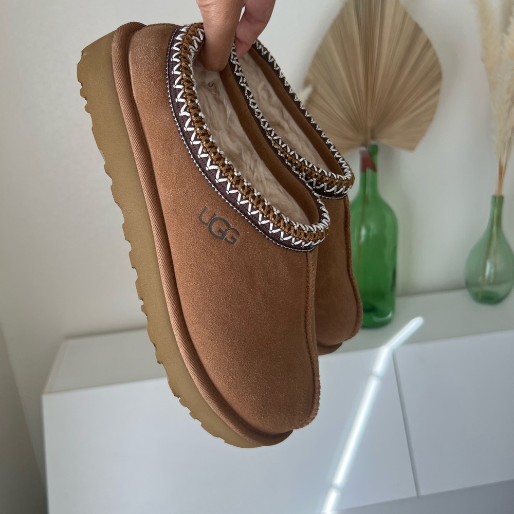 UGG Tasman Chestnut Brown Suede Slippers